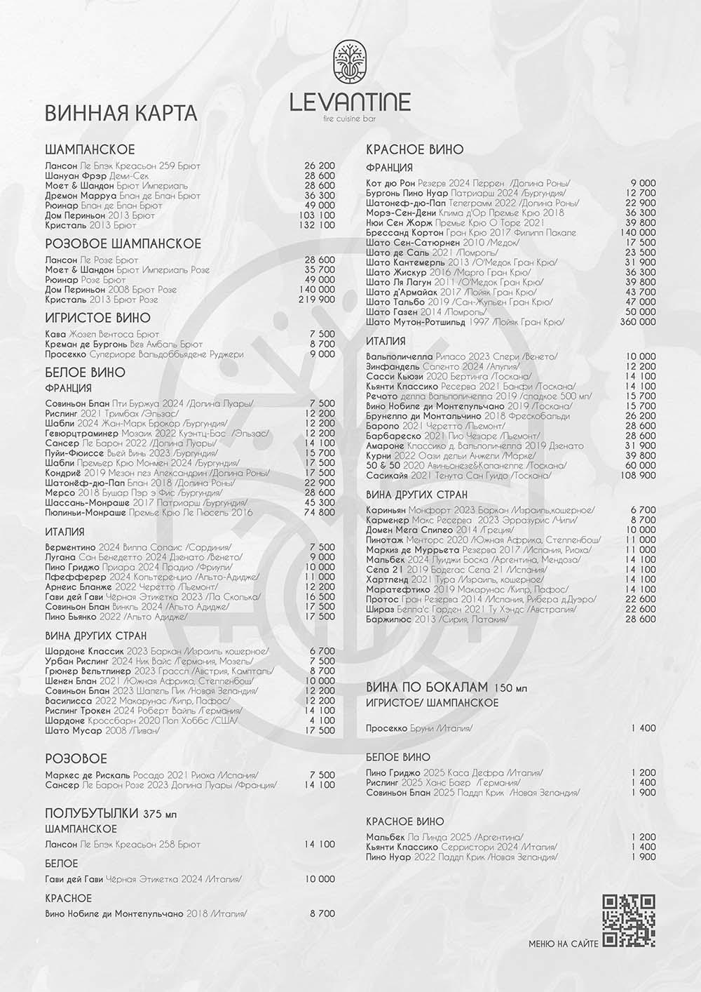 Levantine Wine Menu